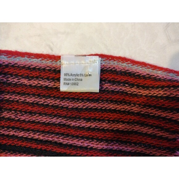 NYA Wrap Scarf Striped Knitted Fringe Multicolor Neck Warmer Red Black NWT - Picture 5 of 5